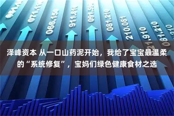 泽峰资本 从一口山药泥开始，我给了宝宝最温柔的“系统修复”，宝妈们绿色健康食材之选